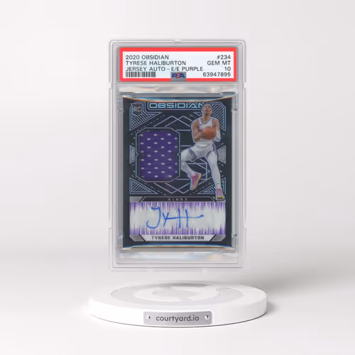 2020 Panini Obsidian #234 Tyrese Haliburton - Jersey Autograph-Electric Etch Purple (PSA 10 GEM MINT)