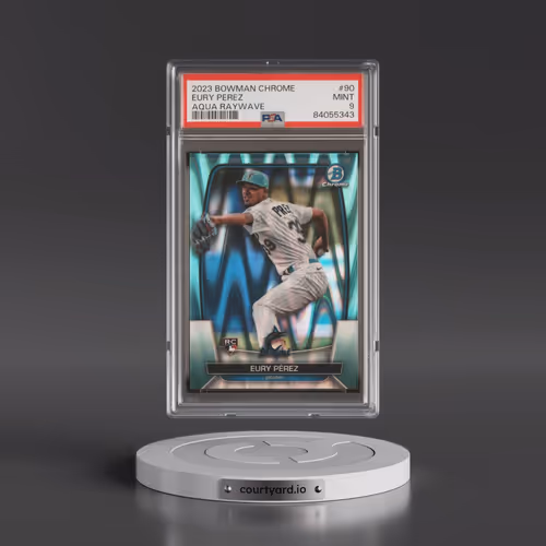 2023 Bowman Chrome #90 Eury Perez - Aqua Raywave (PSA 9 MINT)