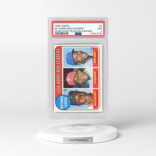 1969 Topps #6 NL Home Run Leaders - W.McCovey/R.Allen/E.Banks (PSA 7 NM)