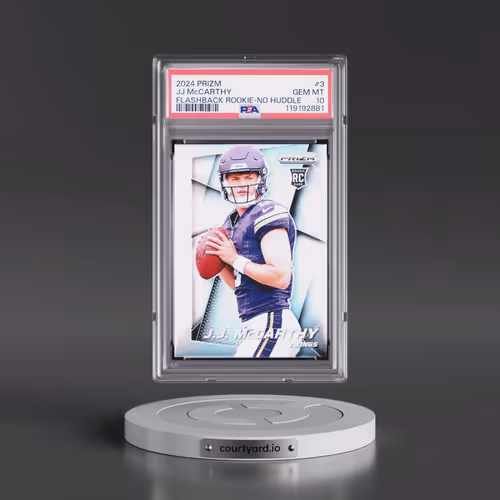 2024 Panini Prizm Prizm Flashback Rookie #3 JJ McCarthy - No Huddle (PSA 10 GEM MINT)