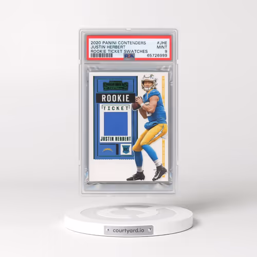 2020 Panini Contenders Rookie Ticket Swatches #JHE Justin Herbert (PSA 9 MINT)