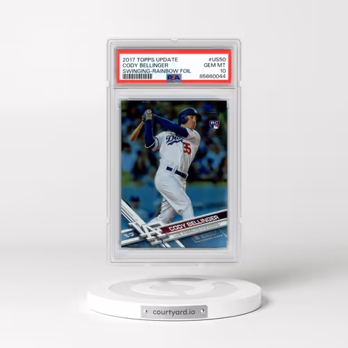 2017 Topps Update #US50 Cody Bellinger - Swinging-Rainbow Foil (PSA 10 GEM MINT)