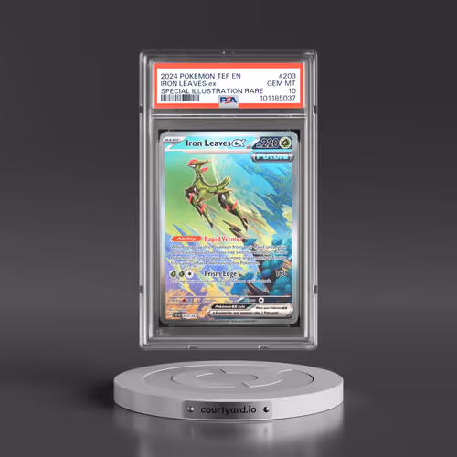 2024 Pokémon Tef EN-Temporal Forces #203 Iron Leaves EX - Holo Special Illustration Rare (PSA 10 GEM MINT)