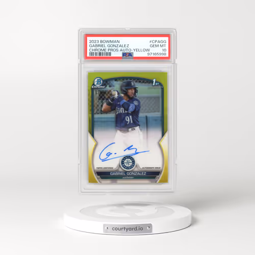 2023 Bowman Chrome Prospect Autographs #CPAGG Gabriel Gonzalez - Yellow Refractor (PSA 10 GEM MINT)
