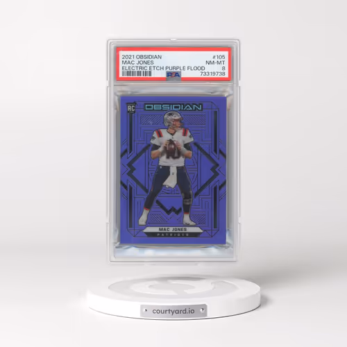 2021 Panini Obsidian #105 Mac Jones - Electric Etch Purple Flood (PSA 8 NM-MT)