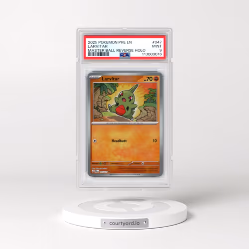 2025 Pokémon Pre EN-Prismatic Evolutions #047 Larvitar - Reverse Holo Master Ball (PSA 9 MINT)