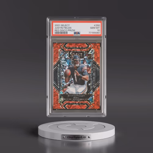 2021 Panini Select #250 Justin Fields - Red Disco Prizm (PSA 10 GEM MINT)