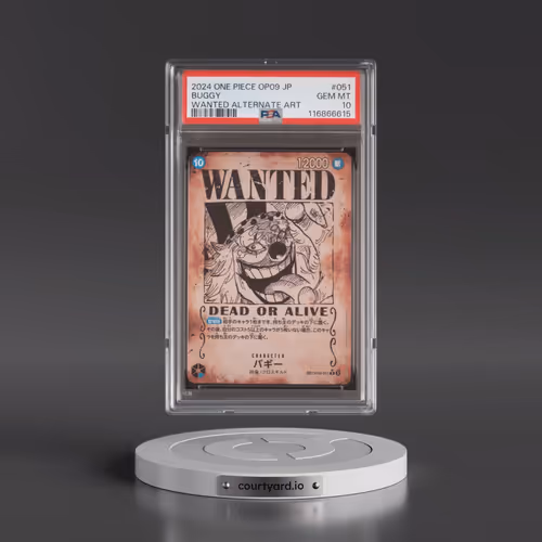 2024 One Piece Japanese OP09-Emperors in the New World #051 Buggy - Wanted Alternate Art (PSA 10 GEM