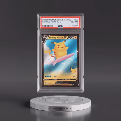 2021 Pokémon Celebrations #008 Surfing Pikachu V - Holo (PSA 8 NM-MT)