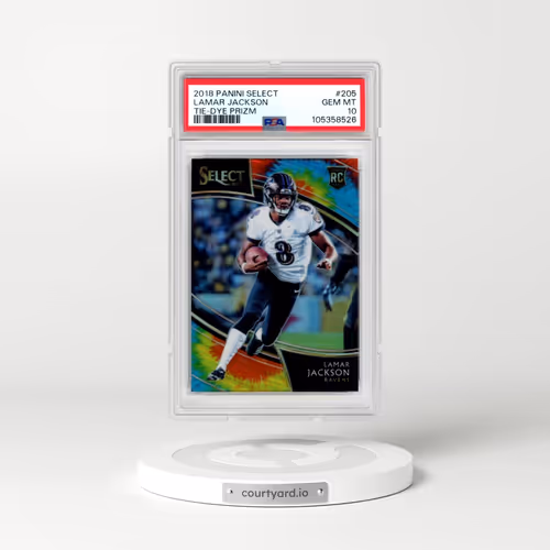 2018 Panini Select #205 Lamar Jackson - Tie-Dye Prizm (PSA 10 GEM MINT)
