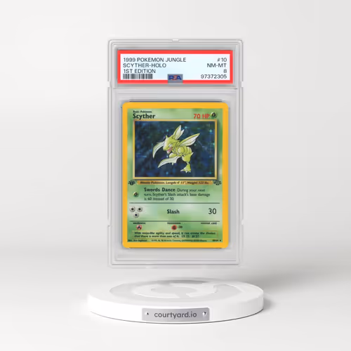 1999 Pokémon Jungle #10 Scyther - 1st Edition Holo (PSA 8 NM-MT)