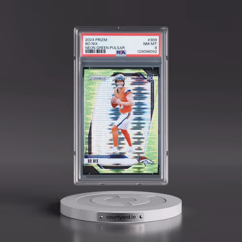 2024 Panini Prizm #309 Bo Nix - Neon Green Pulsar (PSA 8 NM-MT)