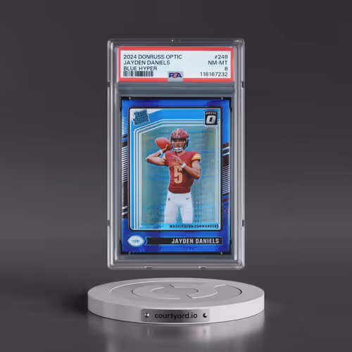 2024 Panini Donruss Optic #248 Jayden Daniels - Blue Hyper (PSA 8 NM-MT)