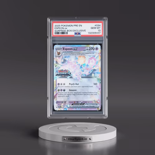 2025 Pokémon Pre EN-Prismatic Evolutions #034 Espeon EX - Holo Surprise Box Exclusive (PSA 10 GEM MI
