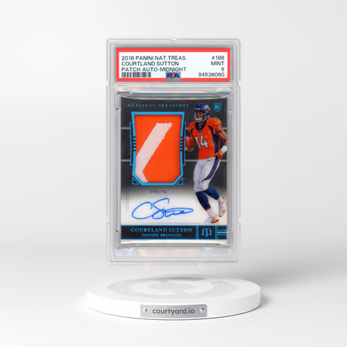 2018 Panini National Treasures #186 Courtland Sutton - Patch Autograph-Midnight (PSA 9 MINT)