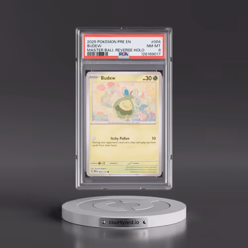 2025 Pokémon Pre EN-Prismatic Evolutions #004 Budew - Reverse Holo Master Ball (PSA 8 NM-MT)