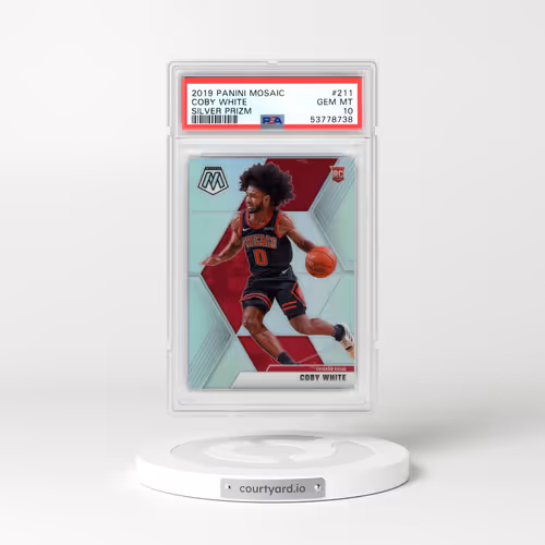 2019 Panini Mosaic #211 Coby White - Silver Prizm (PSA 10 GEM MINT)