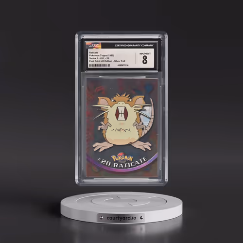 1999 Series 1 (Circular Nintendo Seal) #20 Raticate - 1st Print UK Ed (Blue Topps Logo) Silver Foil