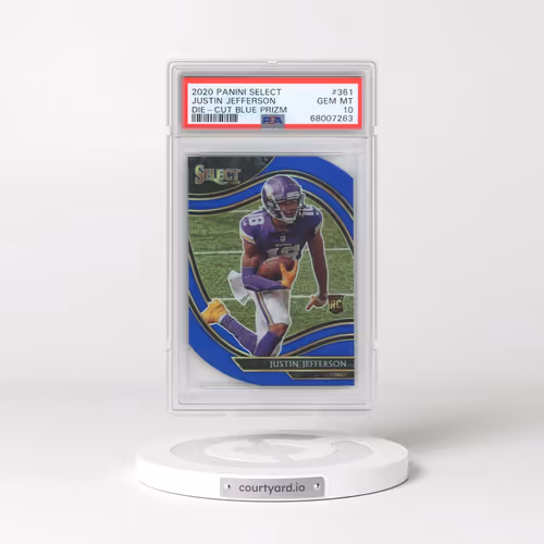 2020 Panini Select #361 Justin Jefferson - Die-Cut Blue Prizm (PSA 10 GEM MINT)