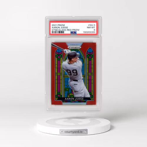 2021 Panini Prizm Stained Glass #SG-5 Aaron Judge - Red Prizm (PSA 8 NM-MT)