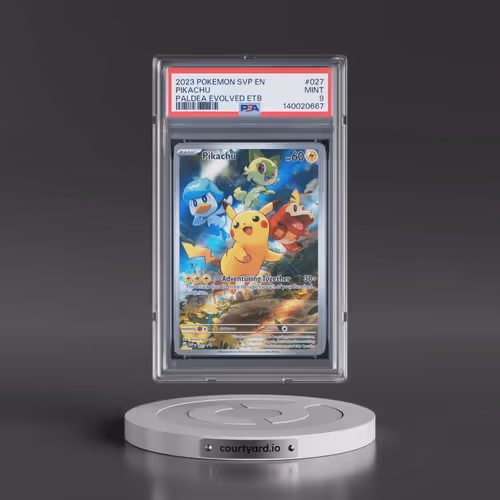 2023 Pokémon Svp EN-SV Black Star Promo #027 Pikachu - Paldea Evolved Elite Trainer Box (PSA 9 MINT)