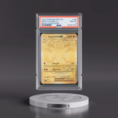 2025 Pokémon Meg EN-Mega Evolution #188 Mega Lucario EX - Holo Mega Hyper Rare (PSA 8 NM-MT)