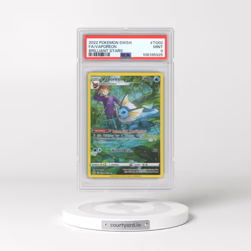 2022 Pokémon Sword & Shield Brilliant Stars #TG02 Vaporeon - Full Art (PSA 9 MINT)