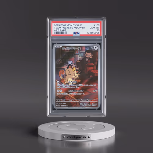 2025 Pokémon SV10-Glory of Team Rocket #109 Team Rocket's Meowth - Art Rare (PSA 10 GEM MINT)