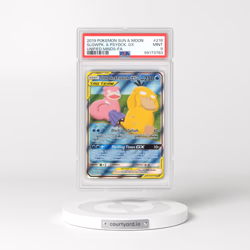 2019 Pokémon Sun & Moon Unified Minds #218 Slowpoke & Psyduck GX - Holo Full Art (PSA 9 MINT)