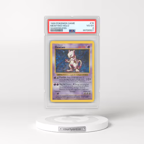 1999 Pokémon Game #10 Mewtwo - Holo Shadowless (PSA 4 VG-EX)