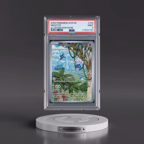 2024 Pokémon Scr EN-Stellar Crown #153 Meditite - Illustration Rare (PSA 9 MINT)