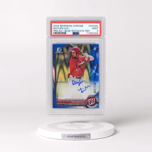 2022 Bowman Chrome Prospect Autographs #CPADL Daylen Lile - Blue Raywave Refractor (PSA 9 MINT)