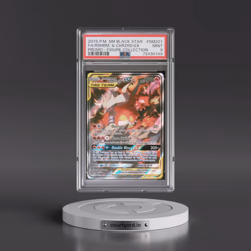 2019 Pokémon SM Black Star Promo #SM201 Reshiram & Charizard GX - Holo Full Art Reshiram & Charizard