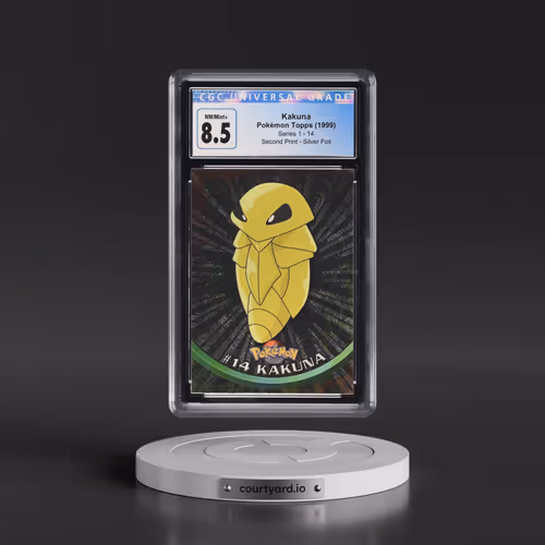 1999 Series 1 (Oval Nintendo Seal) #14 Kakuna - Second Print (Black Topps Logo) Silver Foil (Rays) (