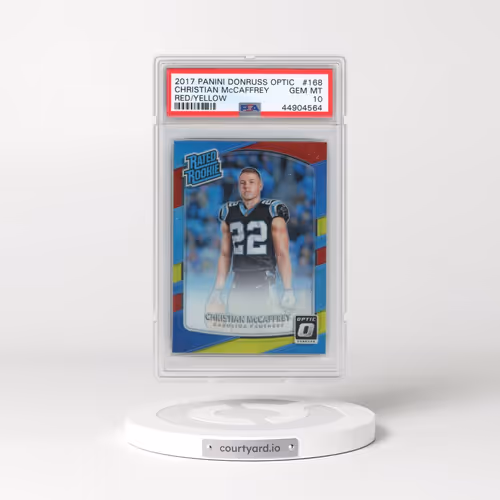 2017 Panini Donruss Optic #168 Christian McCaffrey - Red/Yellow (PSA 10 GEM MINT)
