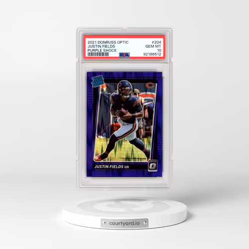 2021 Panini Donruss Optic #204 Justin Fields - Purple Shock (PSA 10 GEM MINT)