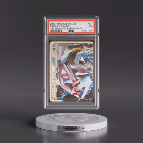2010 Pokémon Heartgold & Soulsilver Triumphant #101 Palkia & Dialga Legend - Holo (PSA 7 NM)