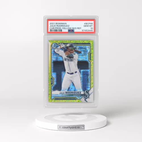 2021 Bowman Chrome Prospects #BCP86 Julio Rodriguez - Yellow Mini Diamond Refractor (PSA 10 GEM MINT)