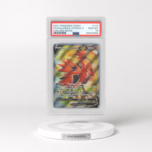 2021 Pokémon Sword & Shield Chilling Reign #173 Galarian Zapdos V - Holo Full Art (PSA 10 GEM MINT)