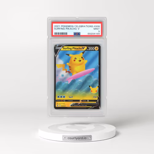 2021 Pokémon Celebrations #008 Surfing Pikachu V - Holo (PSA 9 MINT)