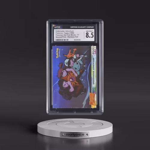 1999 Pokémon the First Movie #17 Underwater Adventure - Second Print (Black Topps Logo) Rainbow Foil