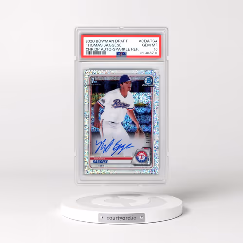 2020 Bowman Draft Chrome Draft Picks Autographs #CDATSA Thomas Saggese - Sparkle Refractor (PSA 10 G
