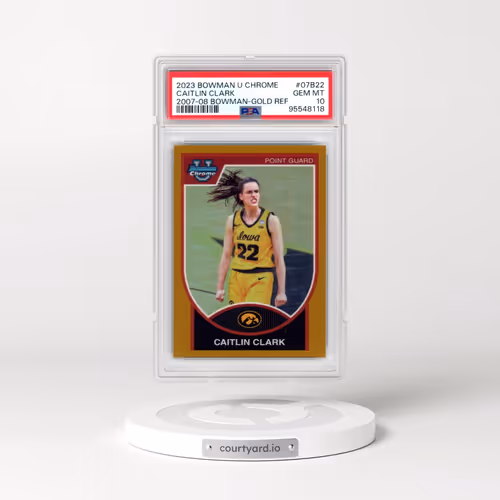 2023 Bowman University Chrome 2007-08 Bowman #07B22 Caitlin Clark - Gold Refractor (PSA 10 GEM MINT)