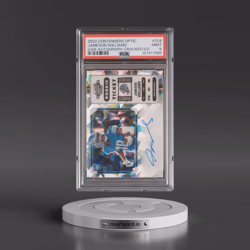 2022 Panini Contenders Optic #124 Jameson Williams - Variation-Autograph-Cracked Ice (PSA 9 MINT)