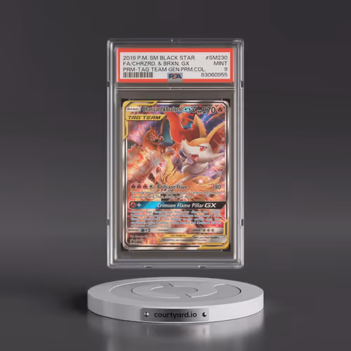 2019 Pokémon SM Black Star Promo #SM230 Charizard & Braixen GX - Holo Full Art Tag Team Generations