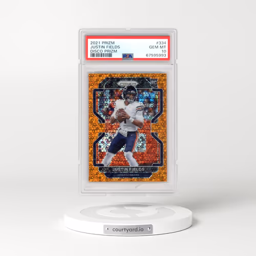 2021 Panini Prizm #334 Justin Fields - Disco Prizm (PSA 10 GEM MINT)