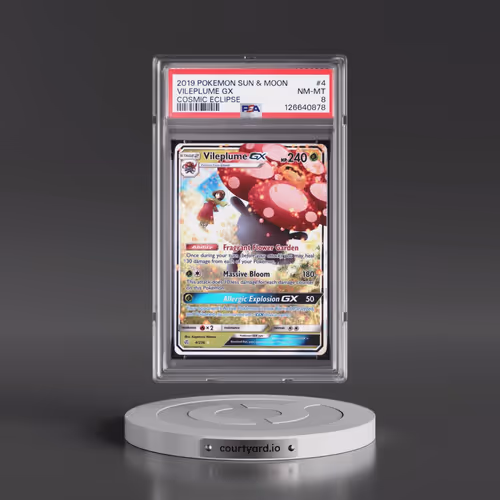 2019 Pokémon Sun & Moon Cosmic Eclipse #4 Vileplume GX - Holo (PSA 8 NM-MT)