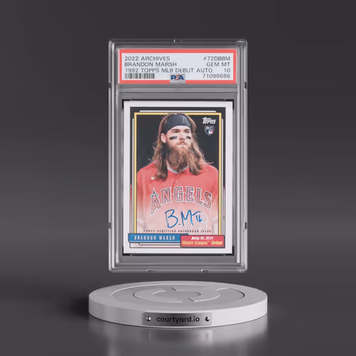 2022 Topps Archives 1992 Topps MLB Debut Autographs #72DBBM Brandon Marsh (PSA 10 GEM MINT)
