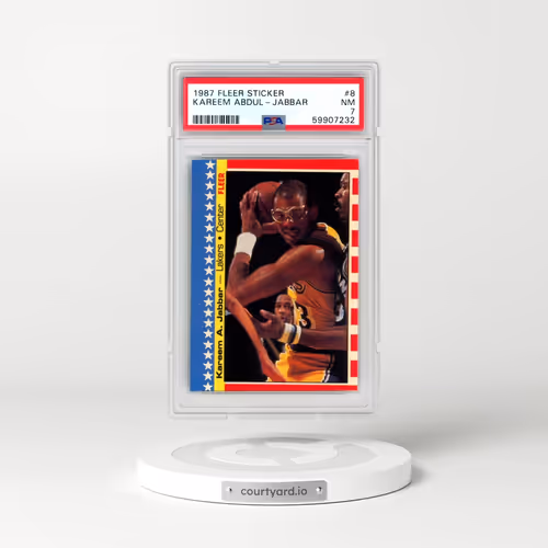 1987 Fleer Sticker #8 Kareem Abdul-Jabbar (PSA 7 NM)