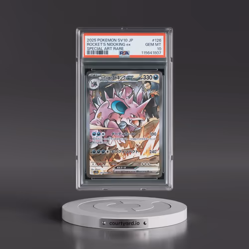 2025 Pokémon SV10-Glory of Team Rocket #126 Team Rocket's Nidoking EX - Holo Special Art Rare (PSA 1